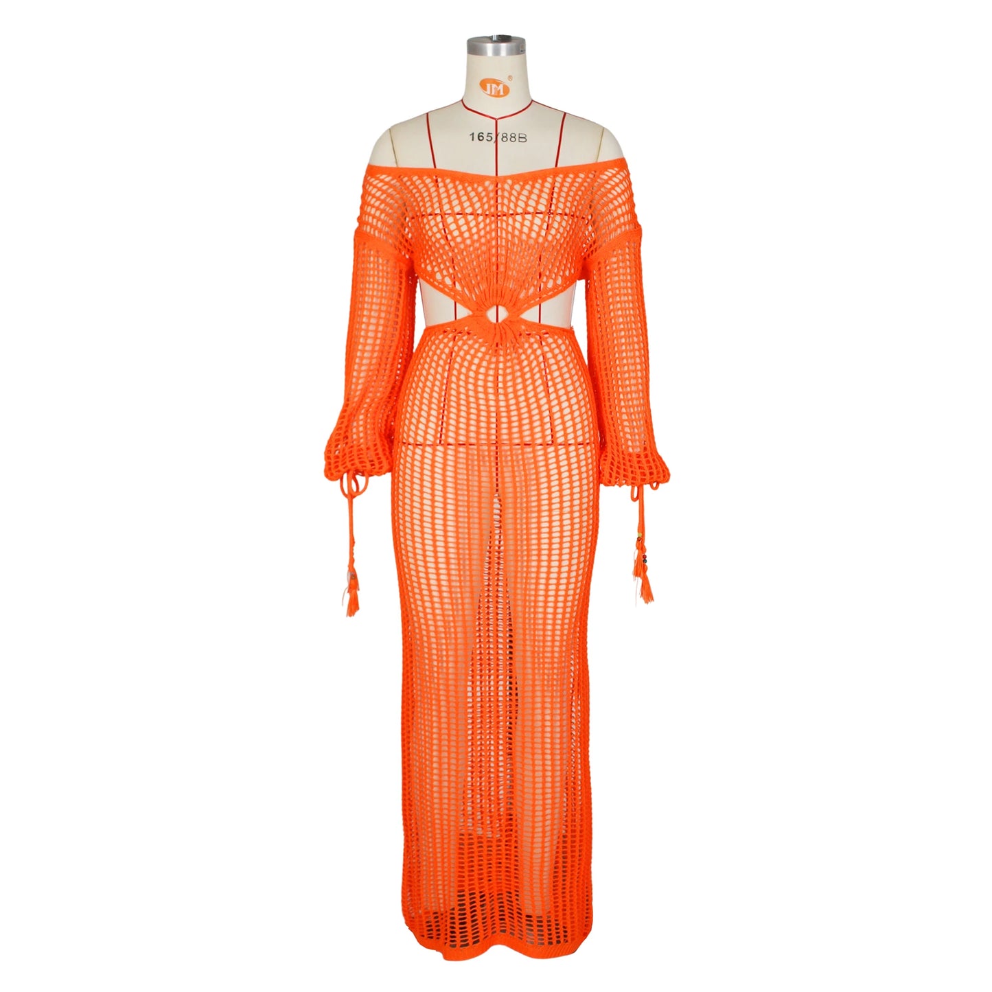 JRRY Sexy Women Crocheted Dresses Tassels Crochet Dress Cover Ups Hollow Out Knitted Beach Swimsuits