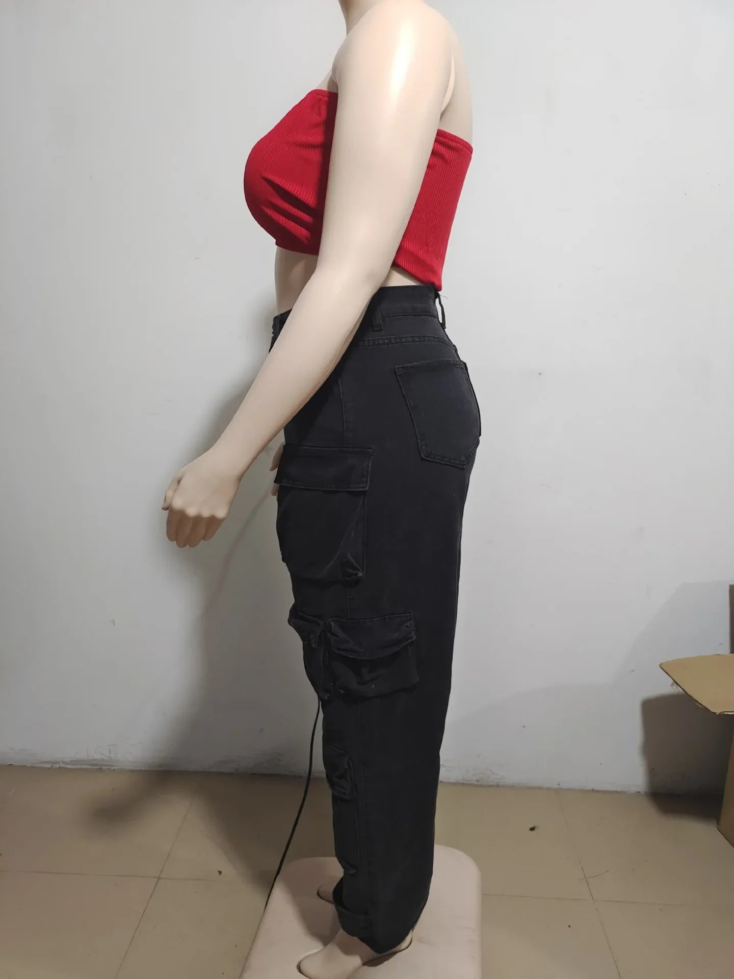 Solid Casual Baggy Cargo Pants for Women Youthful Female Trousers Multi-pocket Fashion Vintage Women's High Waist Wide Pants
