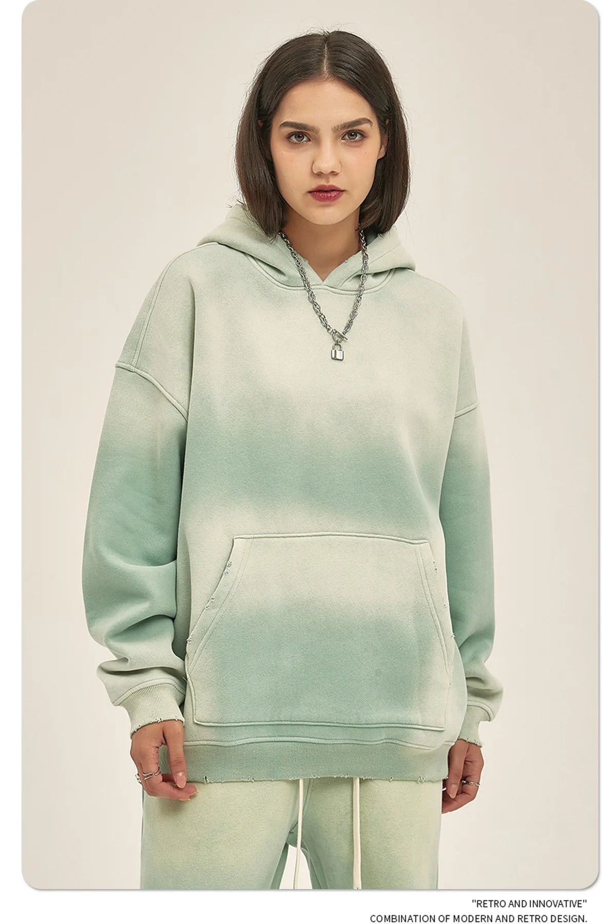 Custom LOGO 2025 autumn winter new 360G heavy sweater men's women's spray-dyeing old thickened hooded trendy sweater trousers clothes set