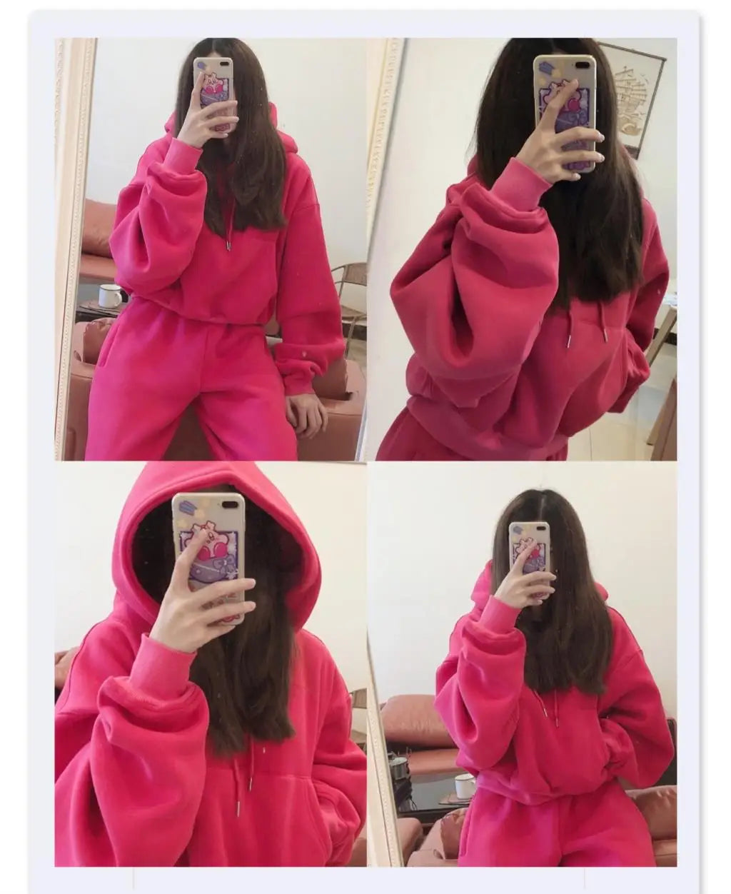Casual New Fashion Hoodies Suit Women Winter Spring Solid Tracksuit Two Pieces Set Sports Pullover Sweatpants Sweatshirt Mujer