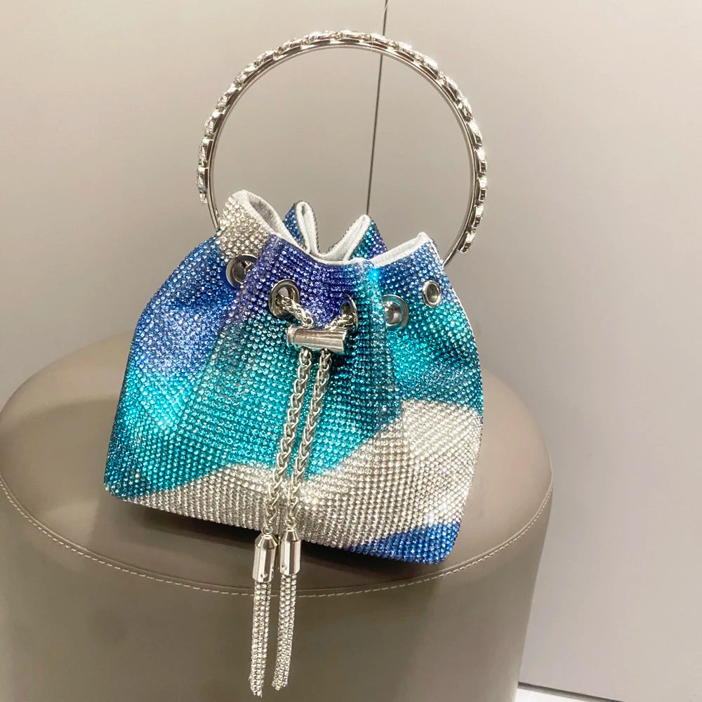 purses and handbags bags for women luxury Designer bucket clutch purse evening banquet bag Crystal rhinestone shoulder bags