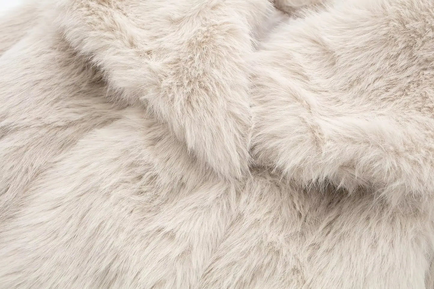 TRAFZA Female Vintage Artificial Fur Effect Coats Lapel Warm Plush Long Sleeves Hidden Buttons Autumn Winter Casual Outerwear