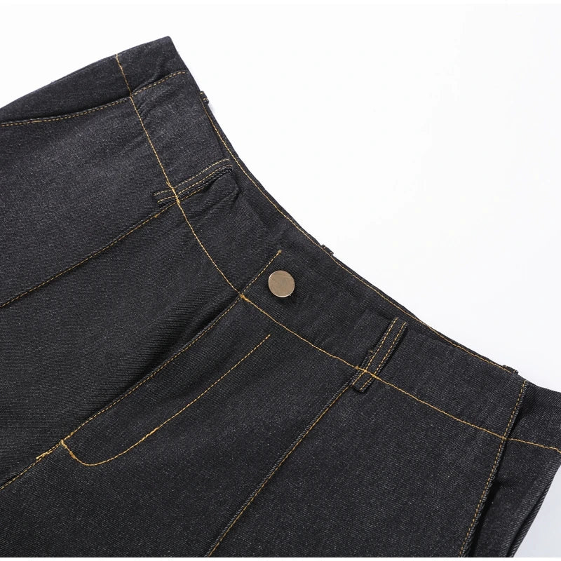 Street Vintage Denim Pants Sets Women Slim Long Sleeve Lapel Single Breasted Jacket Straight Trousers 2025 Spring Lady Outfits