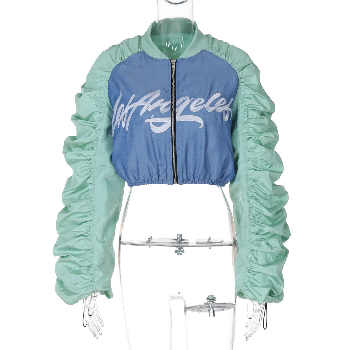 Cropped Fashion Jacket Women Crop Tops Y2K Streetwear Racer Baseball Jackets Letter Pleated Coats 2024 Fall Winter Clothes