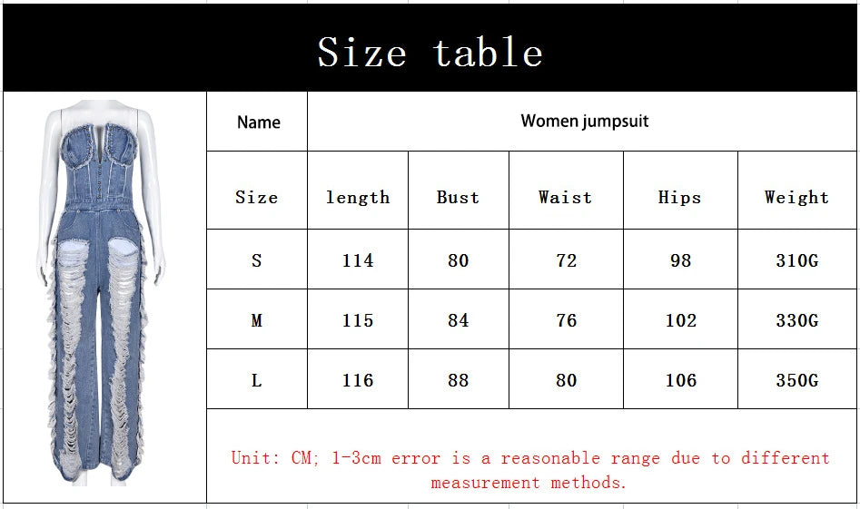 Sibybo Tassel Hollow Out Overalls For Women Studded Diamond Strapless Backless Jeans Street Fashion Trend Jumpsuite Femme