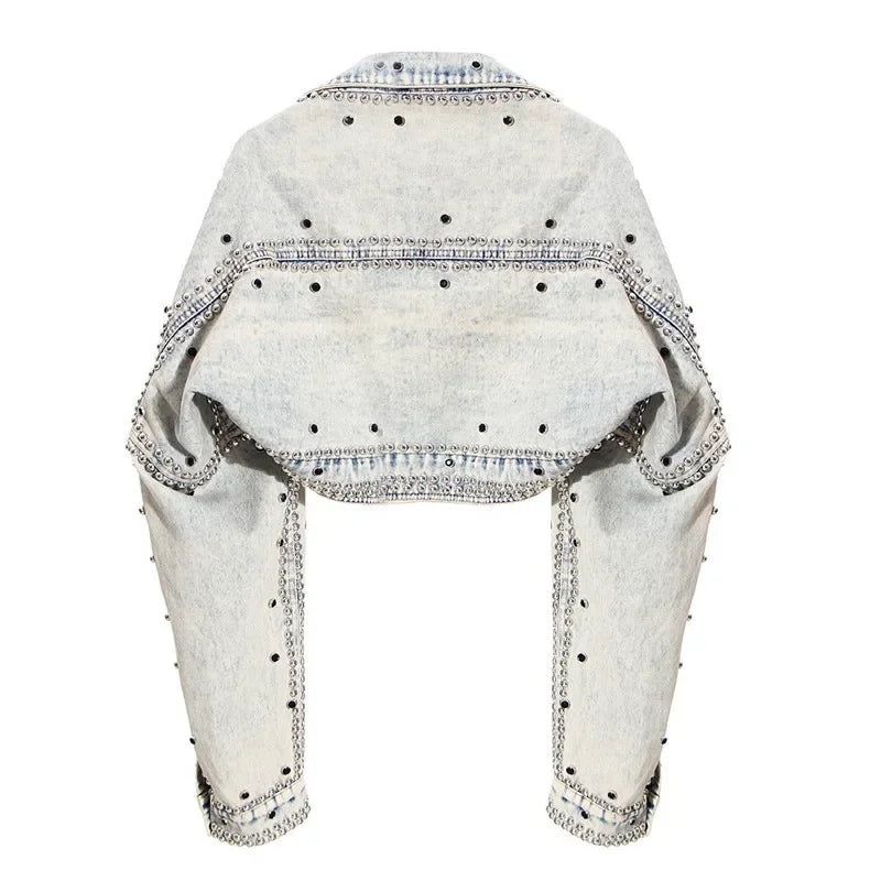 Short Denim Coat Women Y2k Cotton Spring Autumn Ropa Jeans Punk Gothic Bomber Jacket Windbreaker Vintage Jackets Streetwear