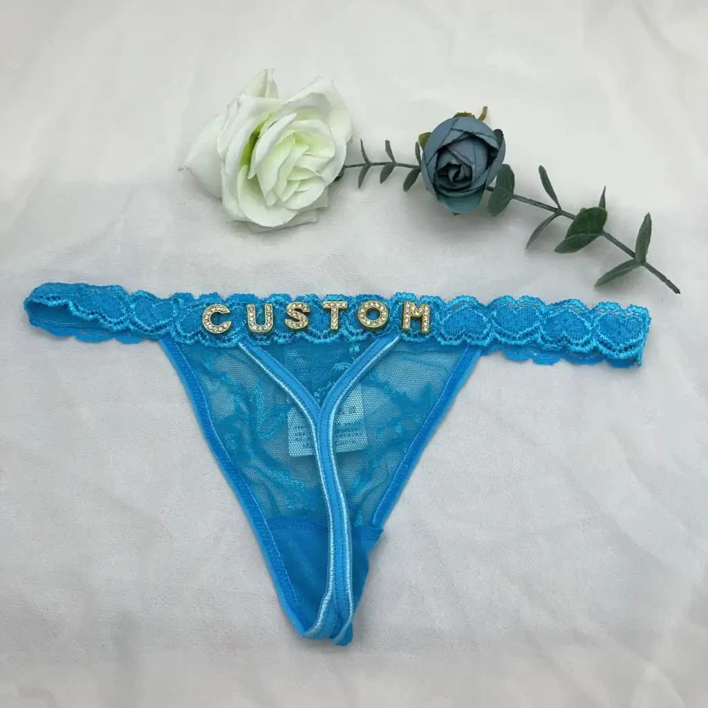 Custom thongs Name Personalized Panties Underwear Lingerie Bra Set Women Rhinestone Customize Thong Anniversary Birthday Gift