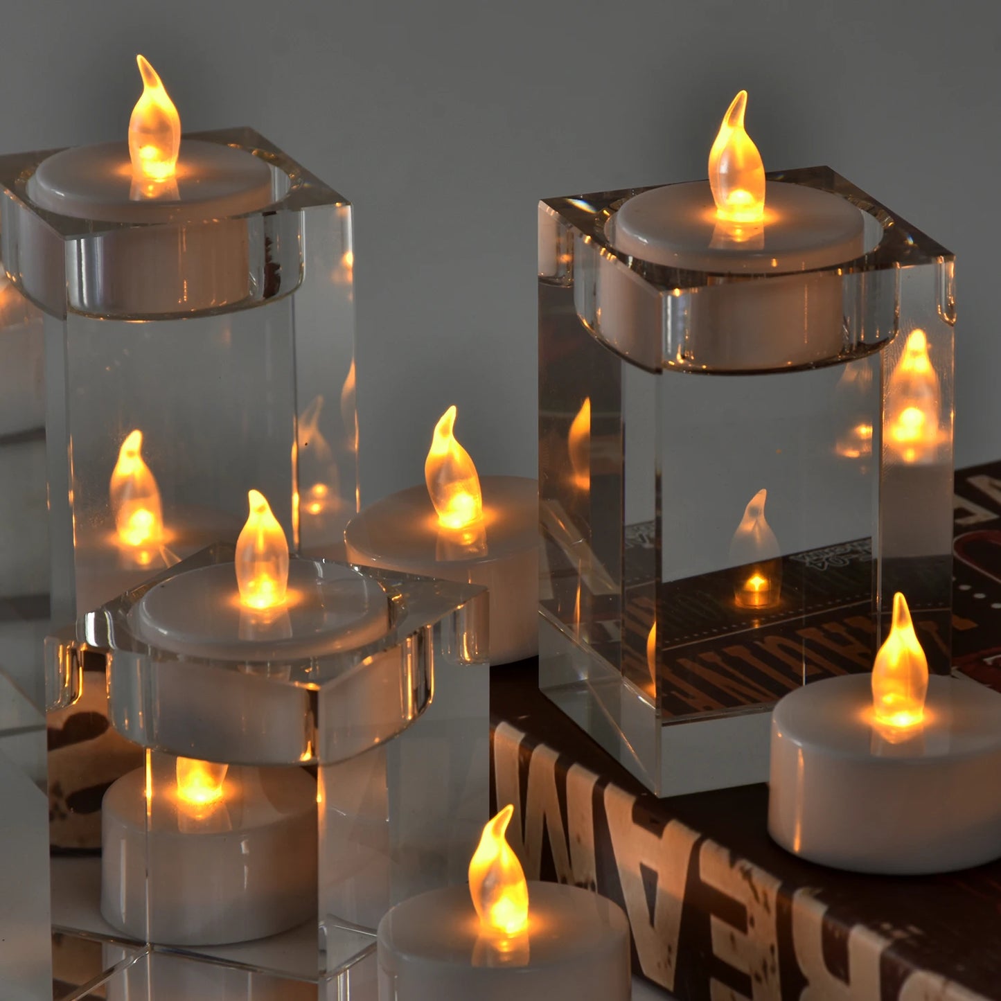 Candlium 12 Pack Warm Yellow Flameless LED Tea Light Candles Battery Operated 200+Hours For Votive Aniversary Wedding Decoration