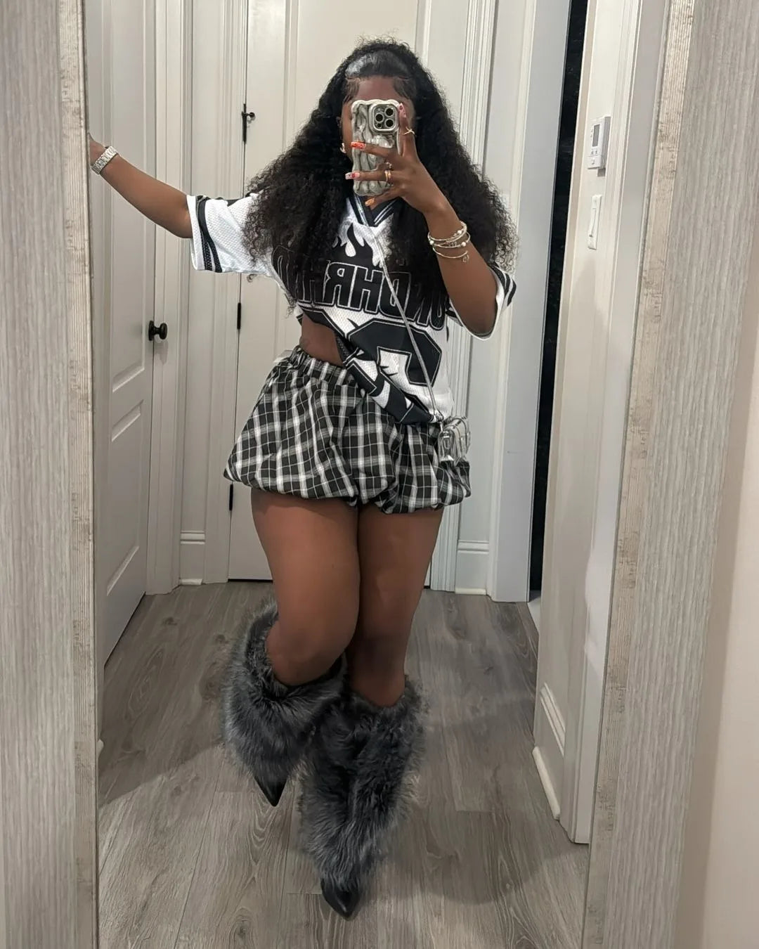 CMYAYA Autumn Bubble A-Line Basic Plaid Leopard High Waist Women's Bud Skirt Sweet Cute Sexy Casual 2024 Street Skirts Vacation