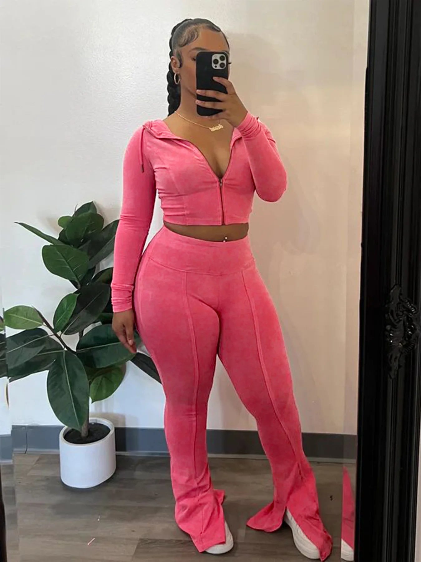 Weird Puss Distressed Women Two Piece Set Tracksuit Zip Hooded Jacket+Waistband Flare Pants Streetwear Matching Stripe Outfits