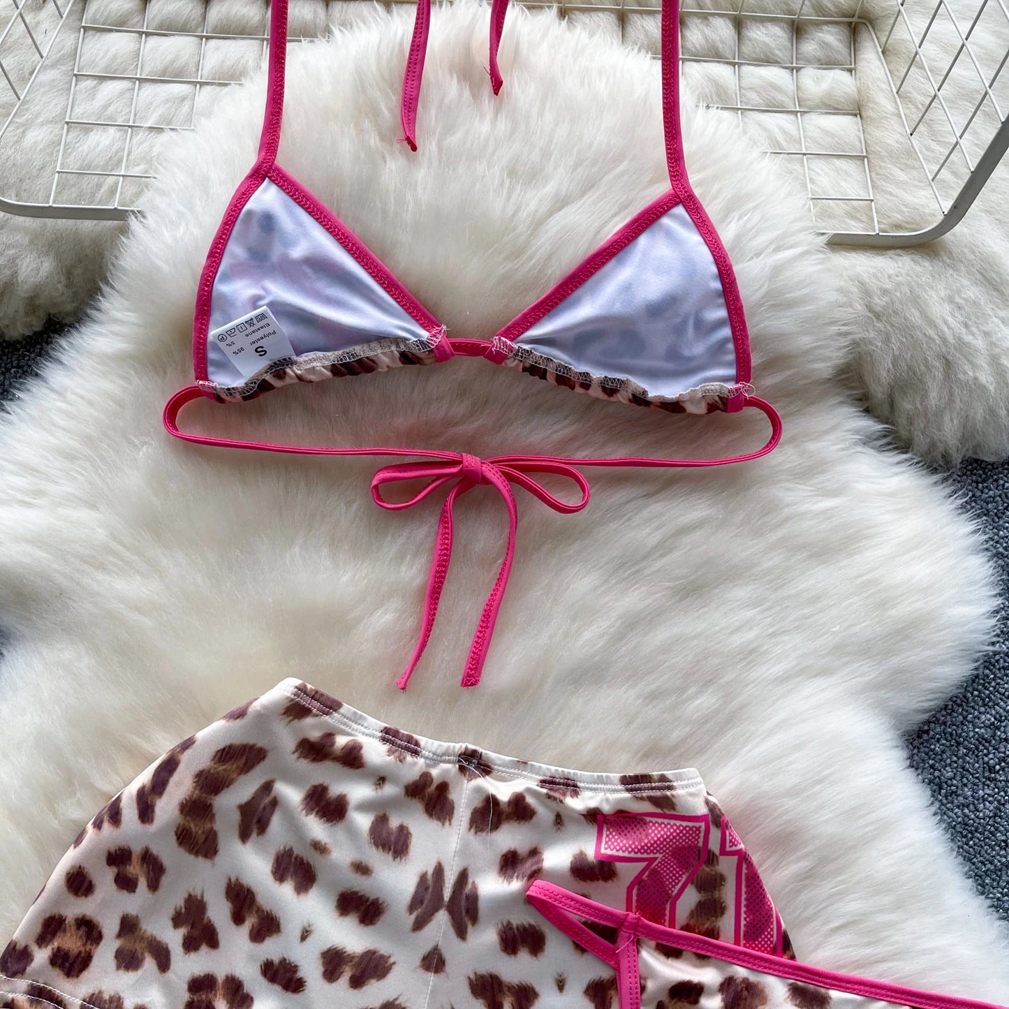 SINGREINY Leopard Bikini Hotsweet Three Piece Set Halter Bra+Slim Shorts+Mini Briefs 2024 Women Lace-Up Backless Sexy Suits