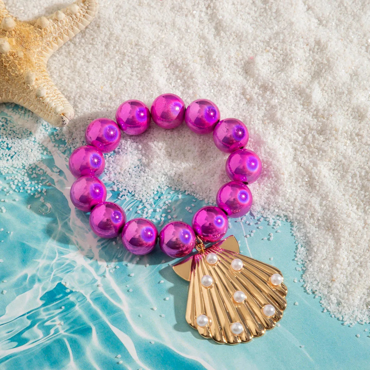DIEZI Bohemian Multicolor CCB Beads Bracelets For Women Fashion Sweet Shell Starfish Conch Charm Bracelets Bangles Men Jewelry
