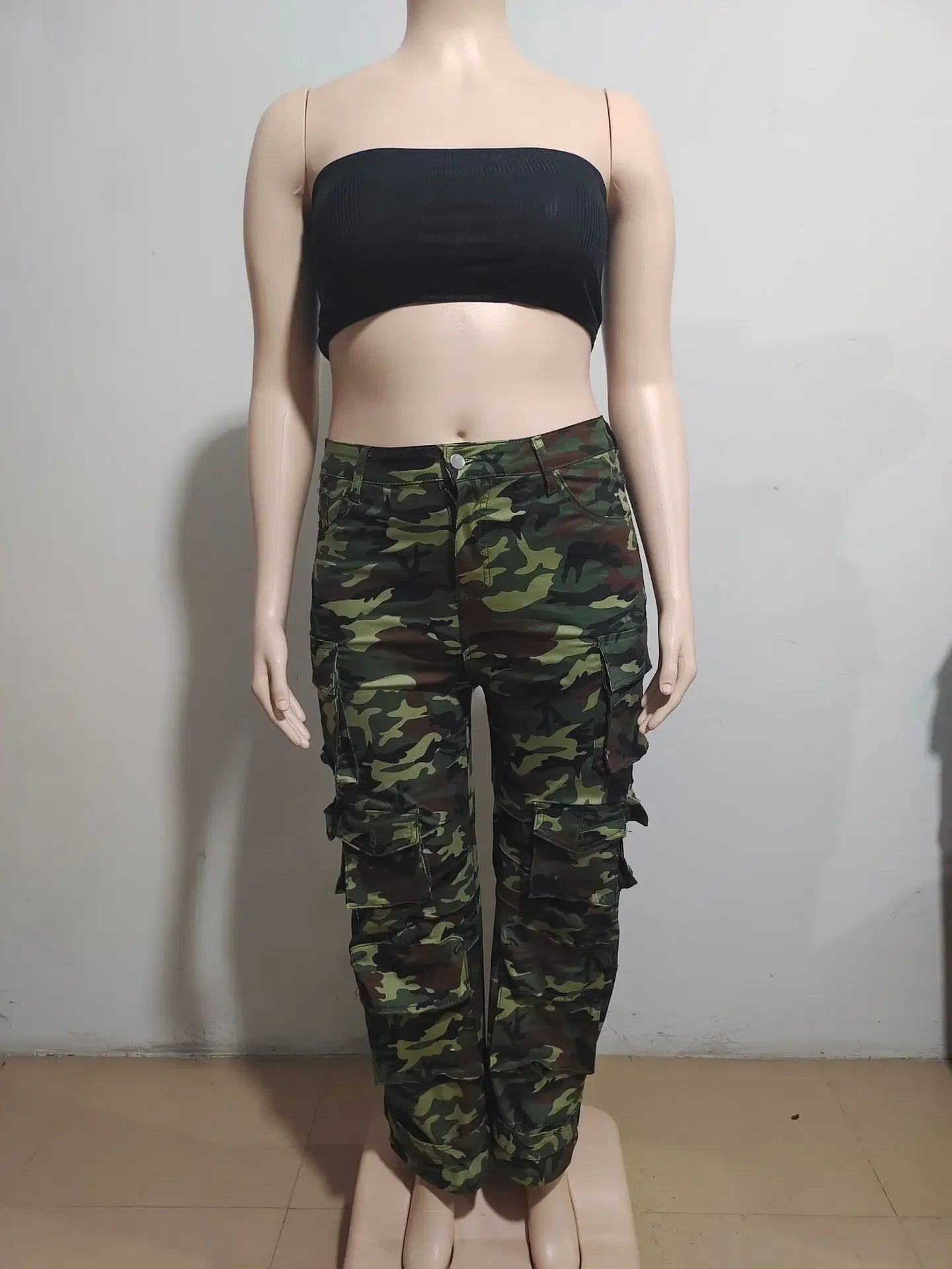 Solid Casual Baggy Cargo Pants for Women Youthful Female Trousers Multi-pocket Fashion Vintage Women's High Waist Wide Pants