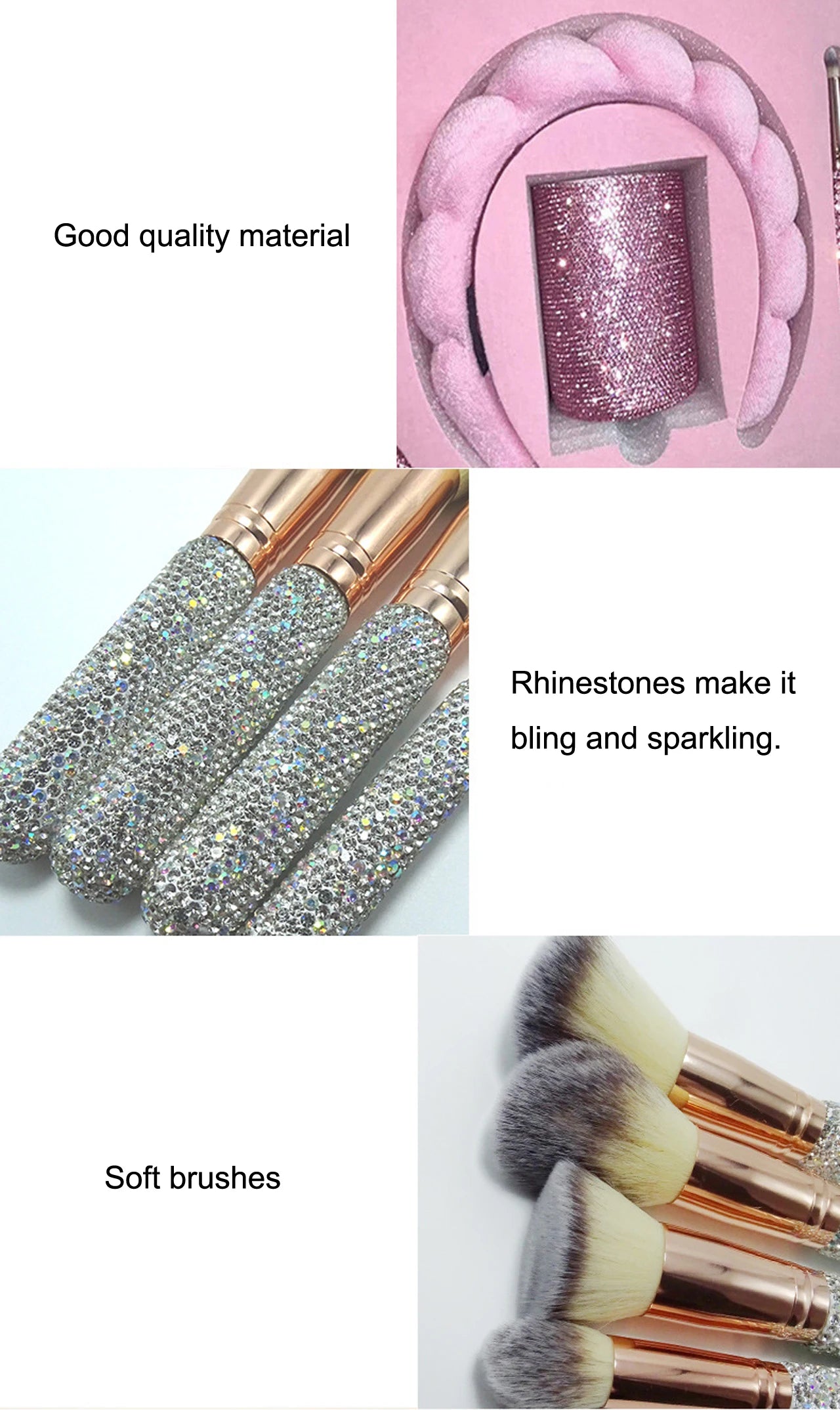 Glitz and Glam Brush Set 23pcs Bundle RHINESTONE Glam Brush Set Bling Makeup Brushes Diamond Makeup Brush Storage Bucket withbox