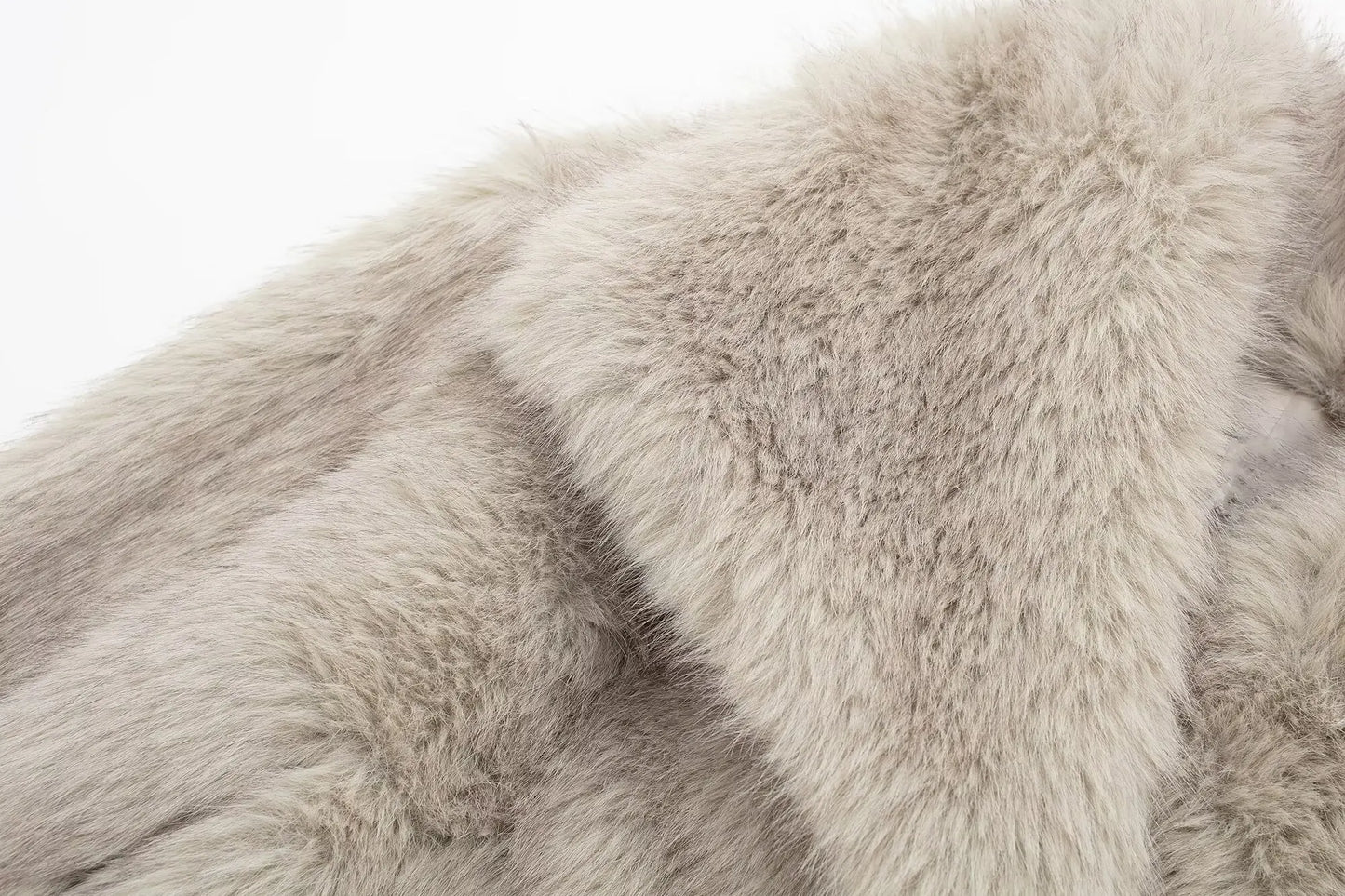 TRAFZA Female Vintage Artificial Fur Effect Coats Lapel Warm Plush Long Sleeves Hidden Buttons Autumn Winter Casual Outerwear