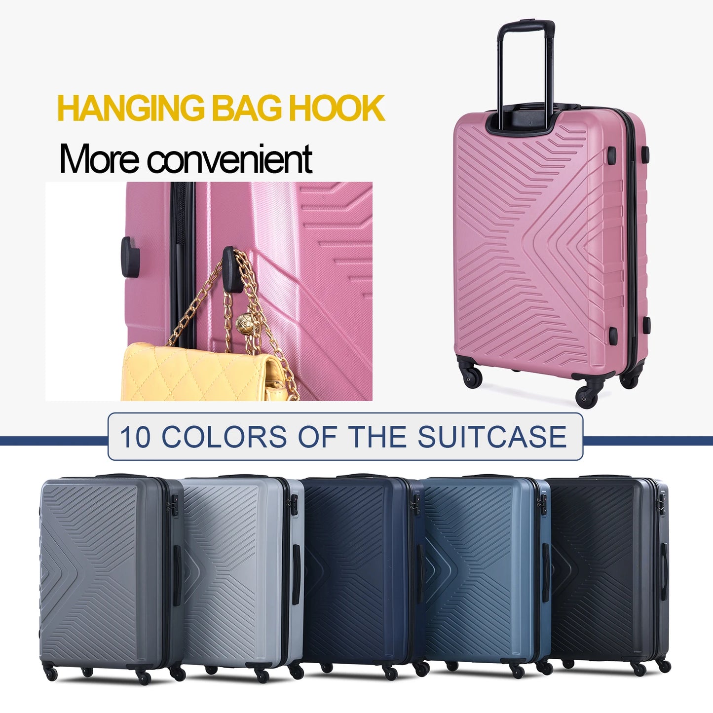 Travelhouse Luggage Set 3 Piece Suitcase Set Double Spinner Wheels TSA Lock Carry-on luggage Clearance (20inch 24inch 28inch)
