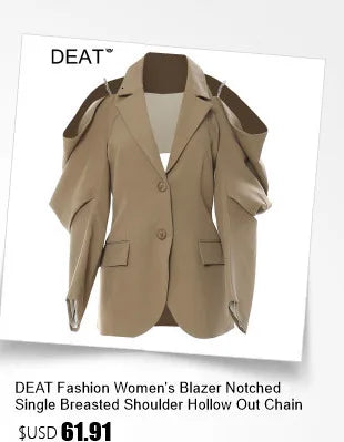 DEAT Fashion Women's Jackets Hooded Zipper Short Contrast Color Drawstring Deconstruction Coat Autumn 2025 New Tide 7AB4742