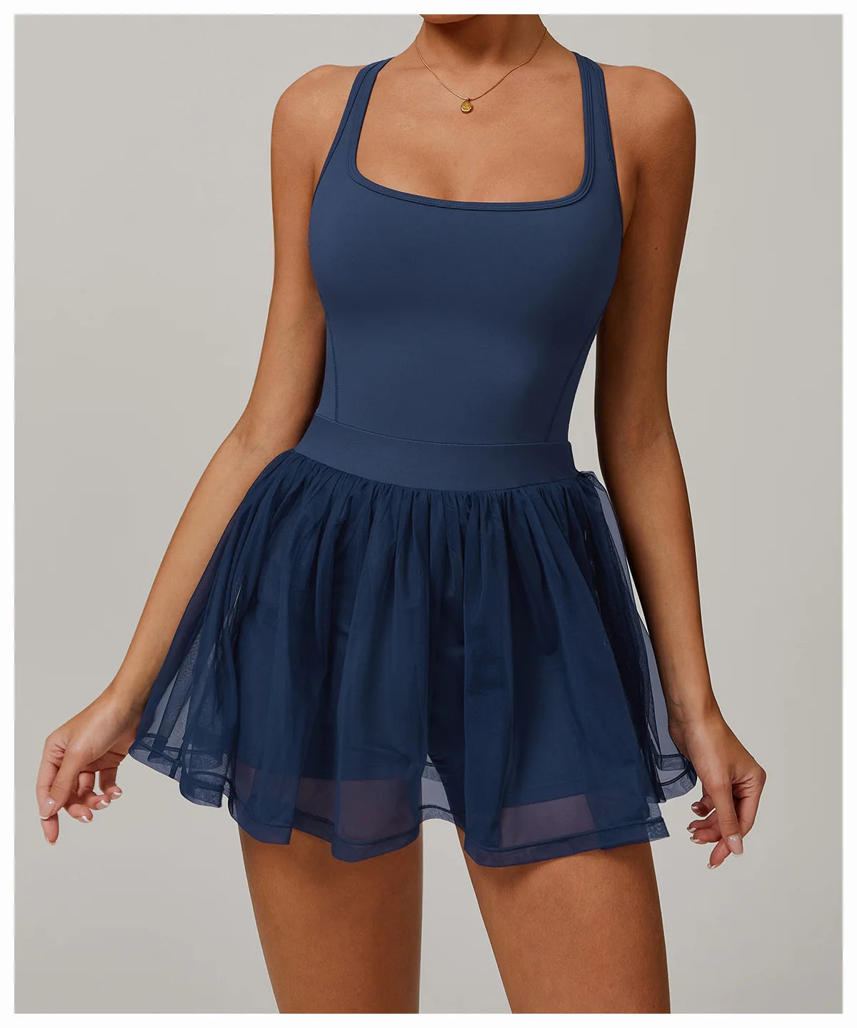 Custom LOGO women's recycled dress mesh yarn breathable and quick-drying sports running anti-light tennis skirt