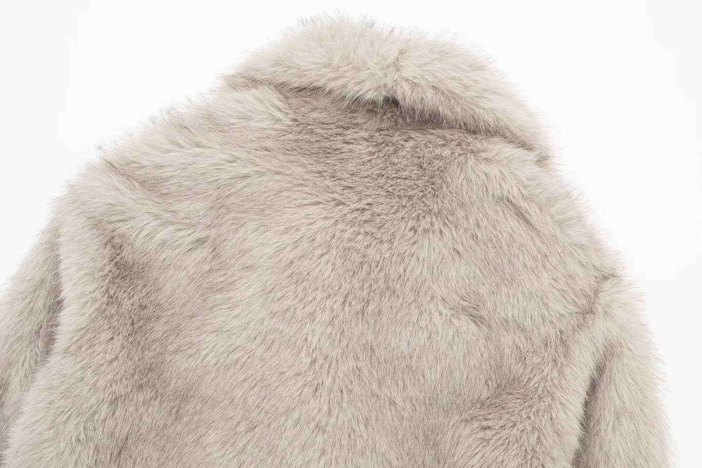 TRAFZA Female Vintage Artificial Fur Effect Coats Lapel Warm Plush Long Sleeves Hidden Buttons Autumn Winter Casual Outerwear