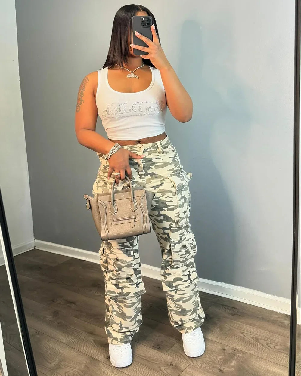 Solid Casual Baggy Cargo Pants for Women Youthful Female Trousers Multi-pocket Fashion Vintage Women's High Waist Wide Pants