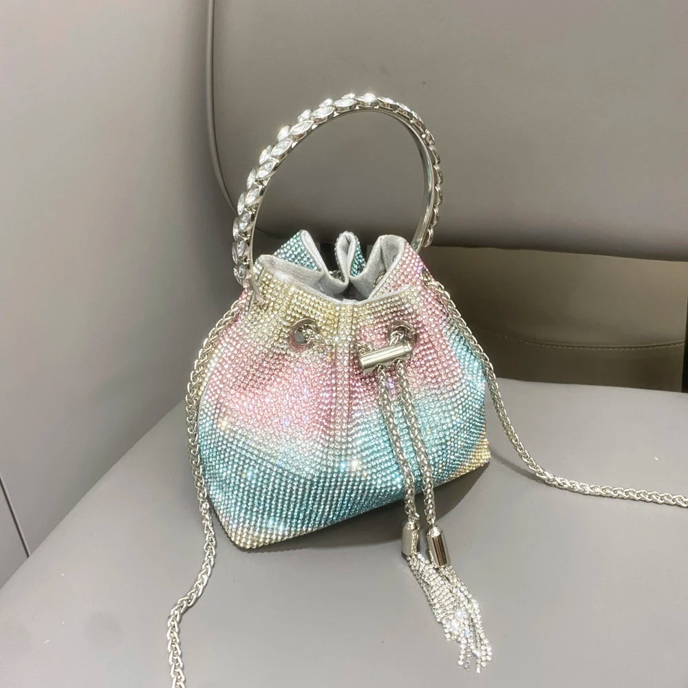 purses and handbags bags for women luxury Designer bucket clutch purse evening banquet bag Crystal rhinestone shoulder bags