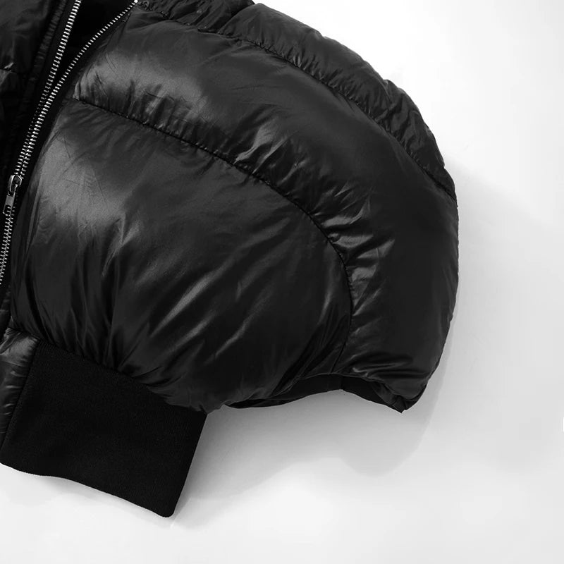 Weird Puss Hipster Zip Jacket Women Thick Padded Autumn New Fashion Shorts Sleeve Quilted Padded Casual Basic Wild Streetwear