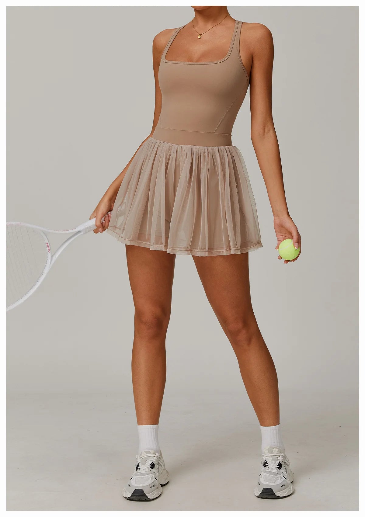Custom LOGO women's recycled dress mesh yarn breathable and quick-drying sports running anti-light tennis skirt
