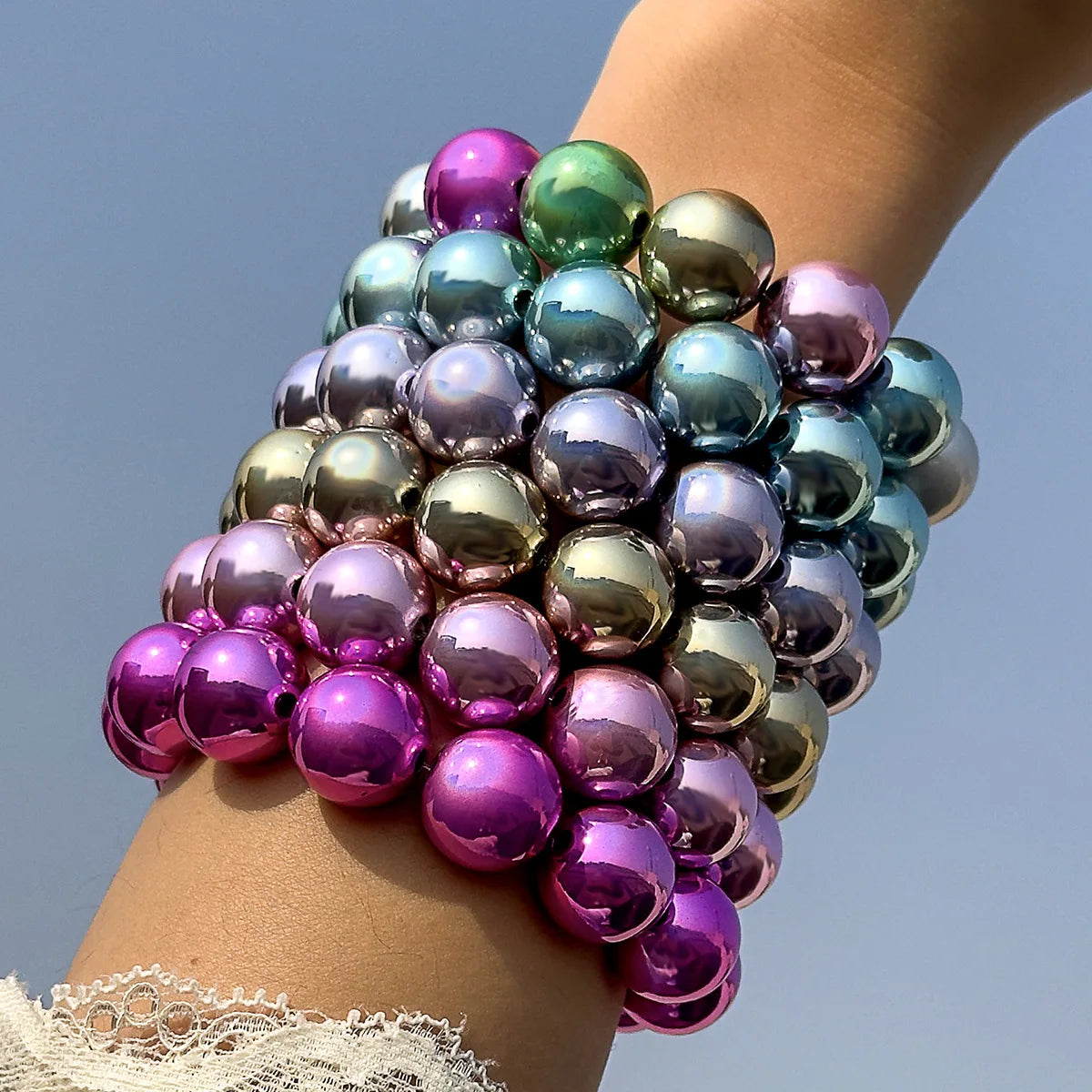 DIEZI Bohemian Multicolor CCB Beads Bracelets For Women Fashion Sweet Shell Starfish Conch Charm Bracelets Bangles Men Jewelry