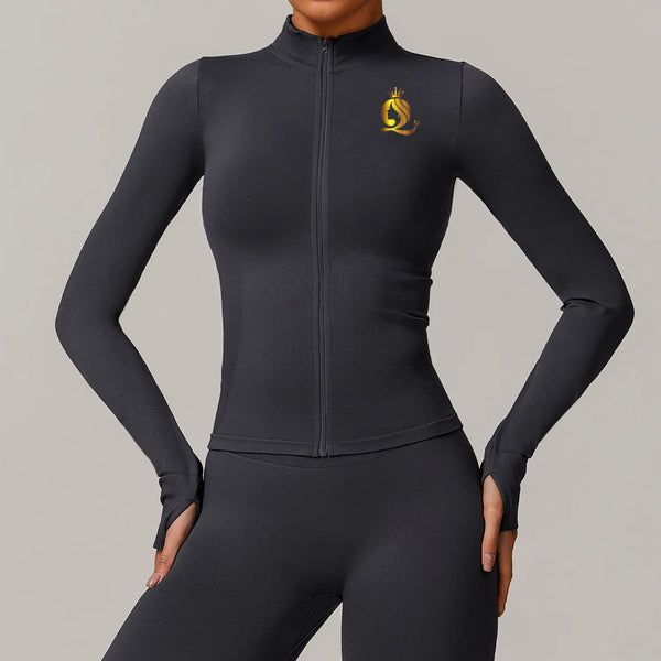 Customized LOGO women's seamless stand-up collar zipper yoga clothes jacket windproof slim top sports running jacket jacket