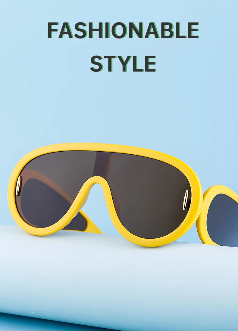 Oversized Wave Mask One-Piece Sunglasses Women Y2K Punk Sports Sun Glasses for Lady 2025 Luxury Brand Steampunk Eyewear Goggle