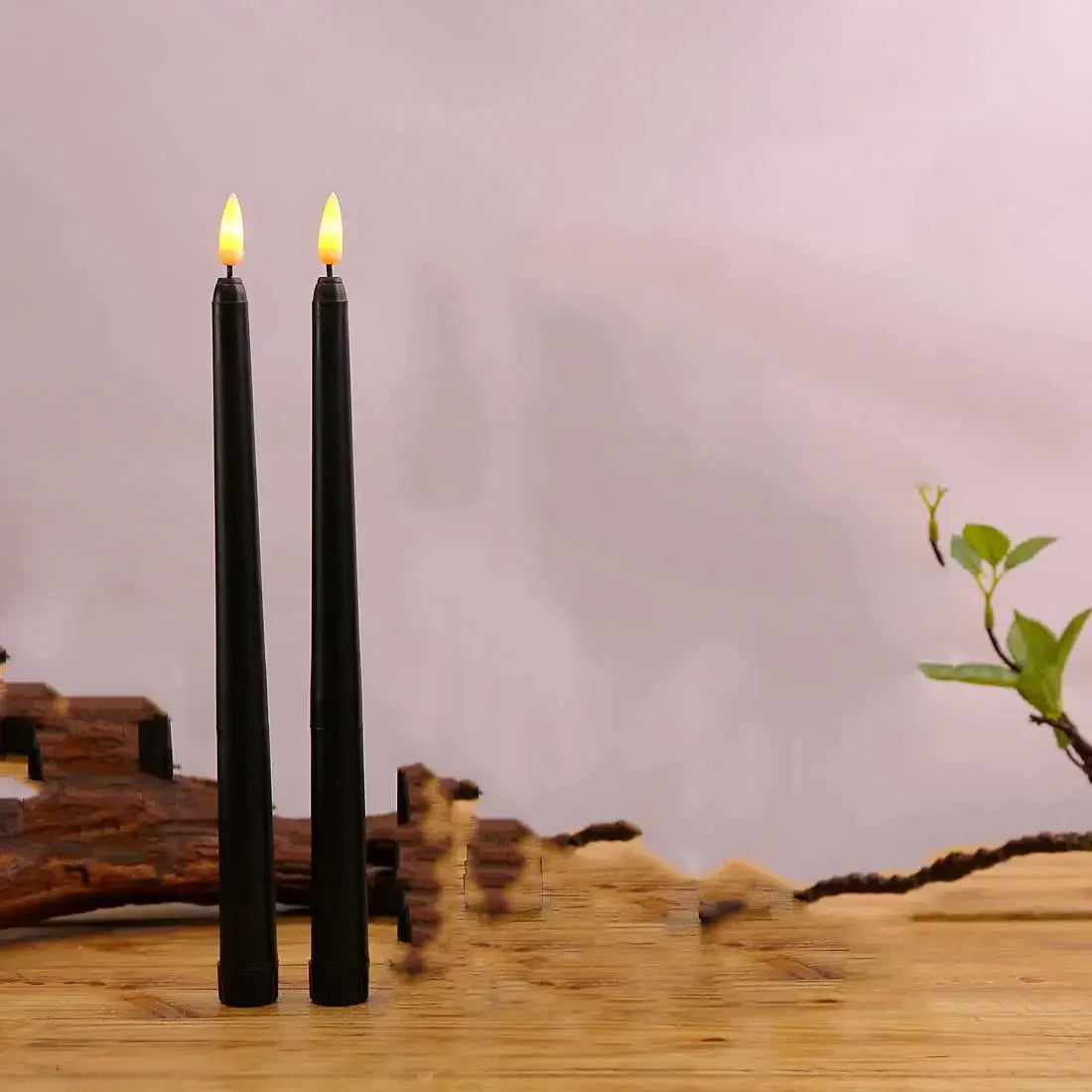 Black/White Led Candles with Flickering Flame,Battery Operated Flameless Halloween Grave Decor Votive Church Candles 1pc