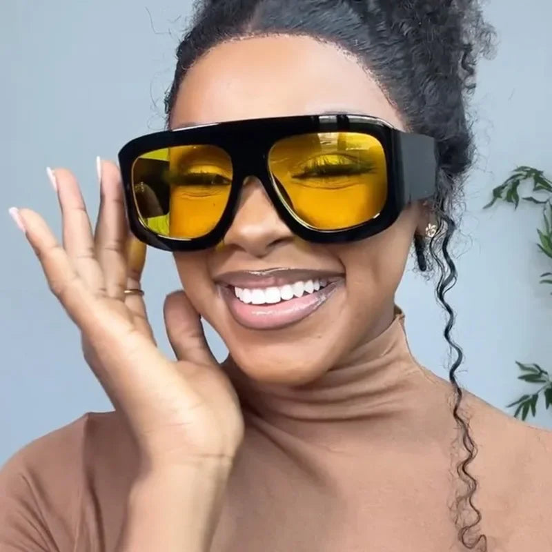 JNPCXI Oversized Square Sunglasses Fashion Gradient Women Luxury Retro Shades UV400 Outdoor Men Sun Glasses
