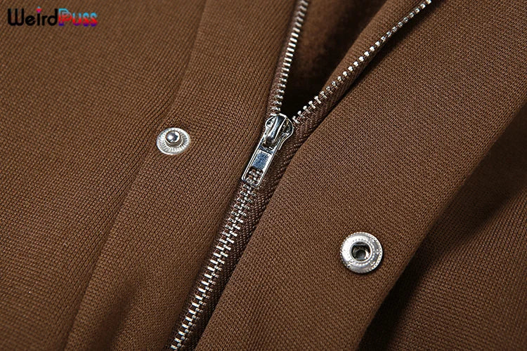 Weird Puss Contrast Patchwork Jacket Women Chic Zip Hipster Winter Trend full Sleeve Coat Wild Streetwear Casual Jersey Outwear