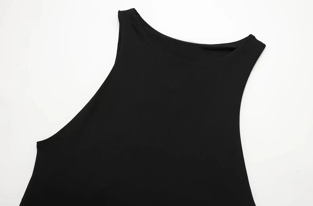 TRZA Women Fashion With Halter Neck Skinny Bodysuit Sexy Sleeveless Snap-button Female Playsuits Mujer