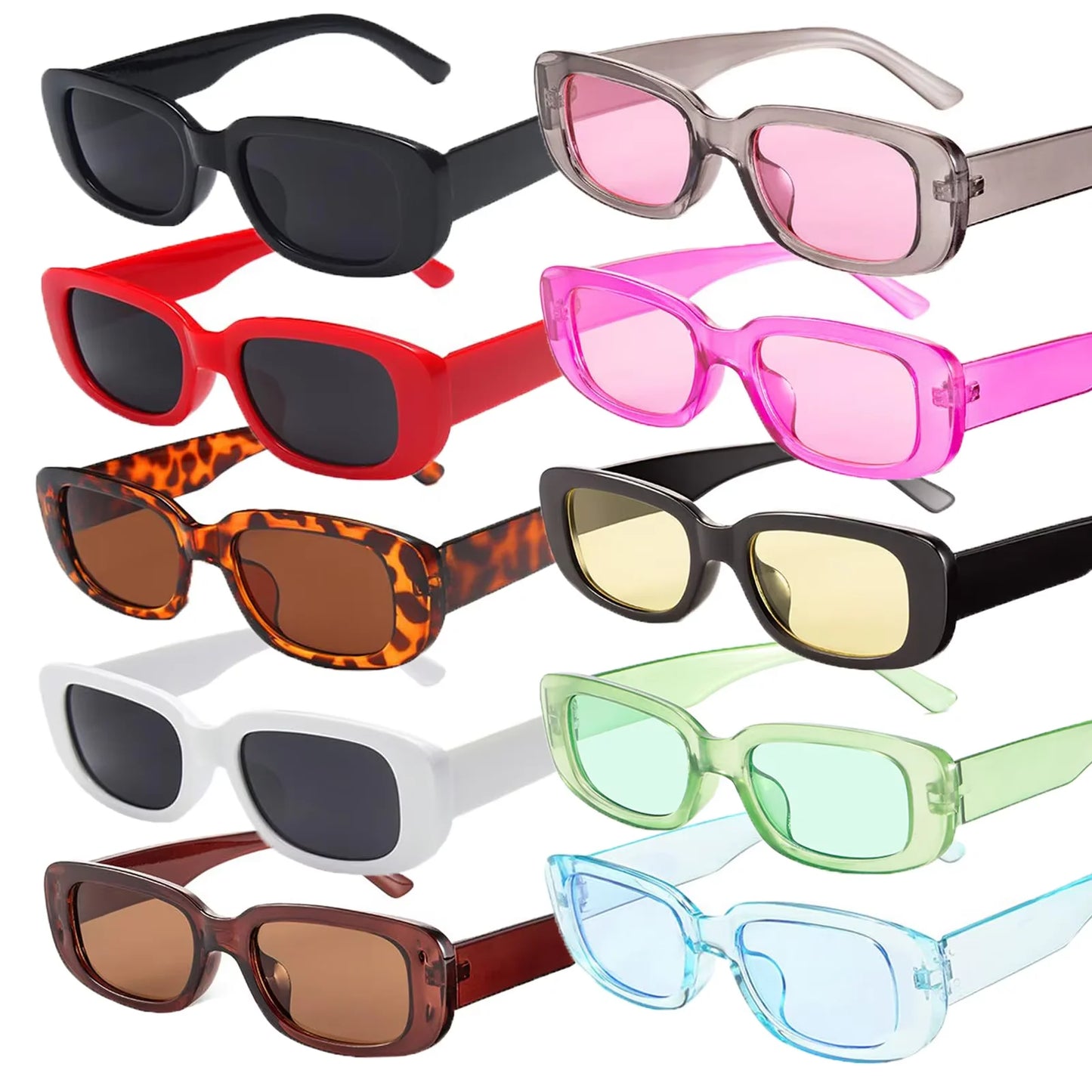 10-80Pcs Retro Rectangle Frame Sunglasses Hen Party Sunglasses Y2K Fashion Sunglasses for Woman Man Party Birthday Photograph