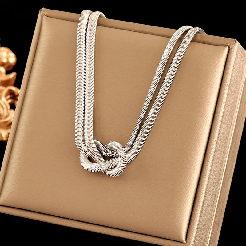 EILIECK 316L Stainless Steel Gold Silver Color Thick Chain Necklace For Women Fashion Cuban Neck Chain Waterproof Jewelry Gift