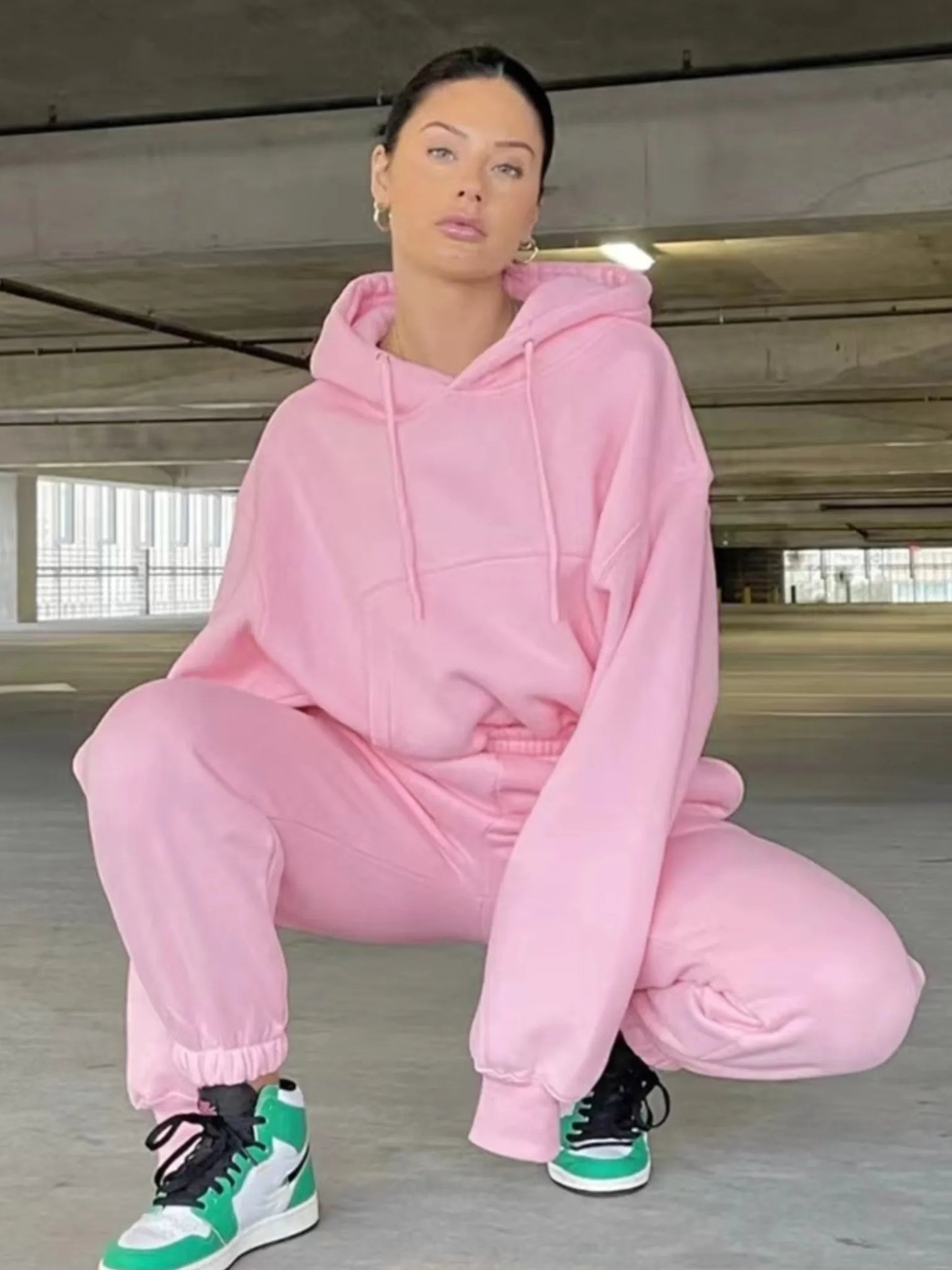 Casual New Fashion Hoodies Suit Women Winter Spring Solid Tracksuit Two Pieces Set Sports Pullover Sweatpants Sweatshirt Mujer