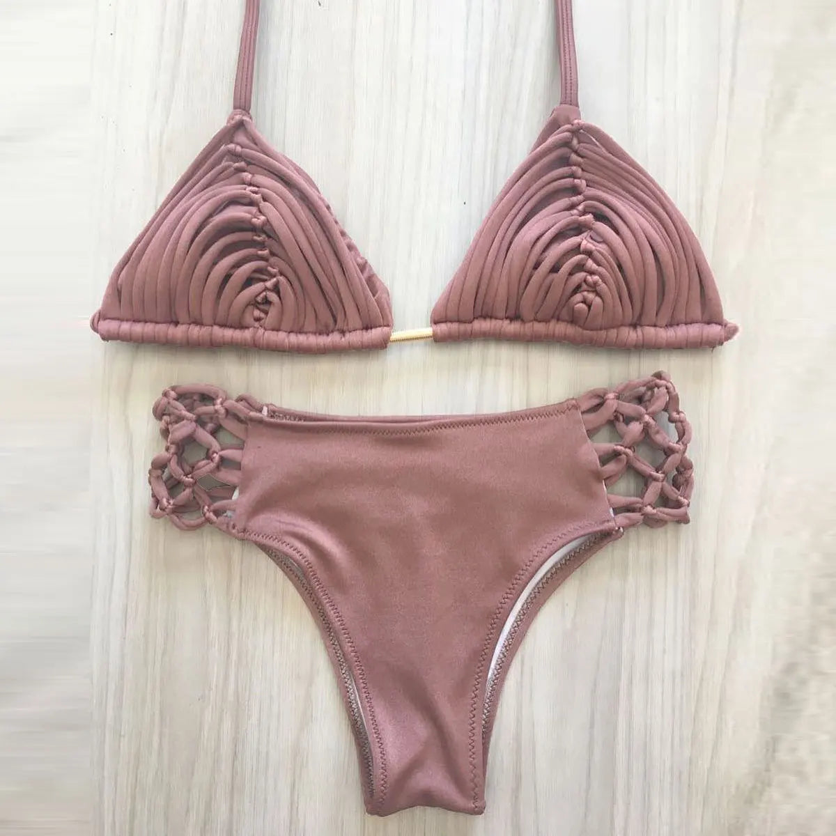 Two Pieces Bikini Set Crochet Swimsuit Women Sexy Swimwear Female Red Brazilian Biquini High Cut Bathing Suit Bodysuit Beachwear