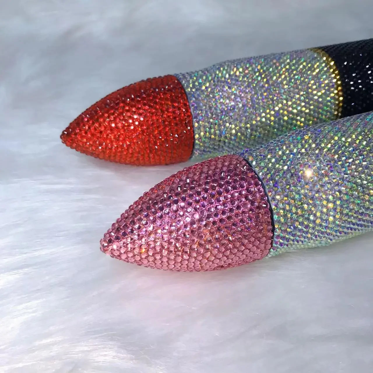 Bling Lipstick Tumbler Customize Name Logo Rhinestone Thermos Cup 17oz Lipstick Shape Stainless Steel Water Bottle Coffee Mugs