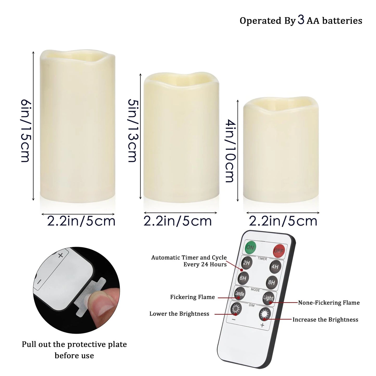 6-240Pcs LED Pillar Candles Flameless Battery Operated Candles Wedding Flickering Candle for Concert/Home Decor/Party Supplies