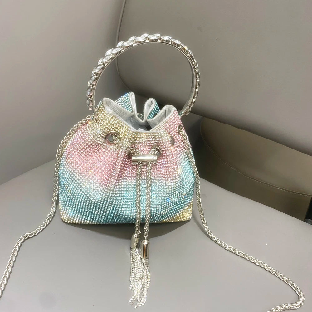 purses and handbags bags for women luxury Designer bucket clutch purse evening banquet bag Crystal rhinestone shoulder bags
