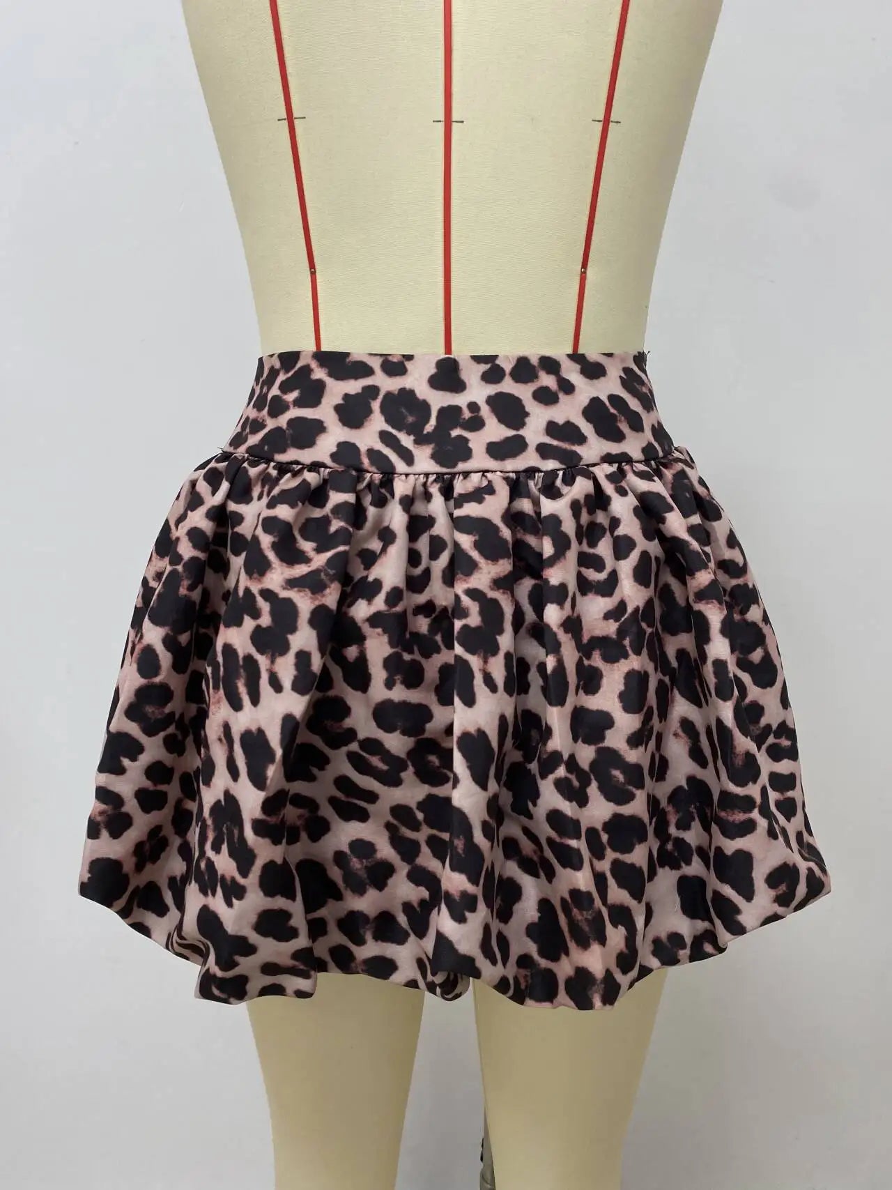 CMYAYA Autumn Bubble A-Line Basic Plaid Leopard High Waist Women's Bud Skirt Sweet Cute Sexy Casual 2024 Street Skirts Vacation