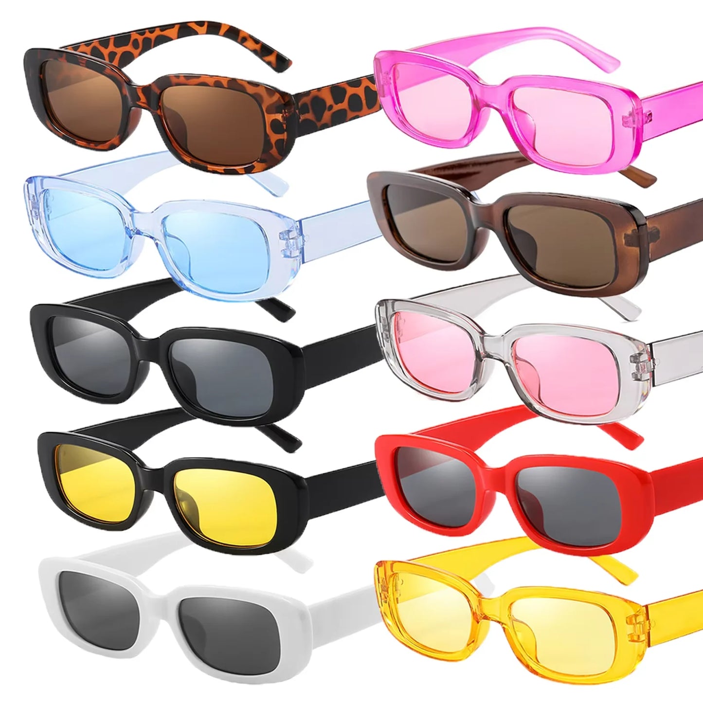 10-80Pcs Retro Rectangle Frame Sunglasses Hen Party Sunglasses Y2K Fashion Sunglasses for Woman Man Party Birthday Photograph