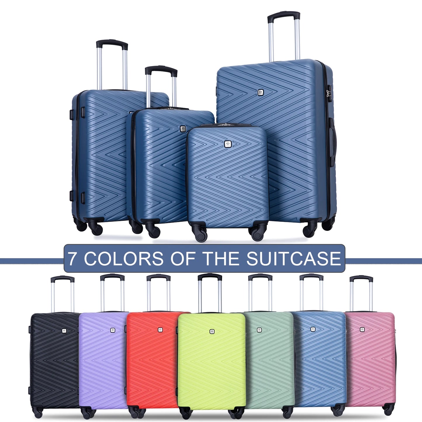 Travelhouse Luggage set 4-Piece ABS Suitcase With Spinner Wheels,24 Inch and 28 Inch with TSA Lock,16,20 inche Carry on Luggage