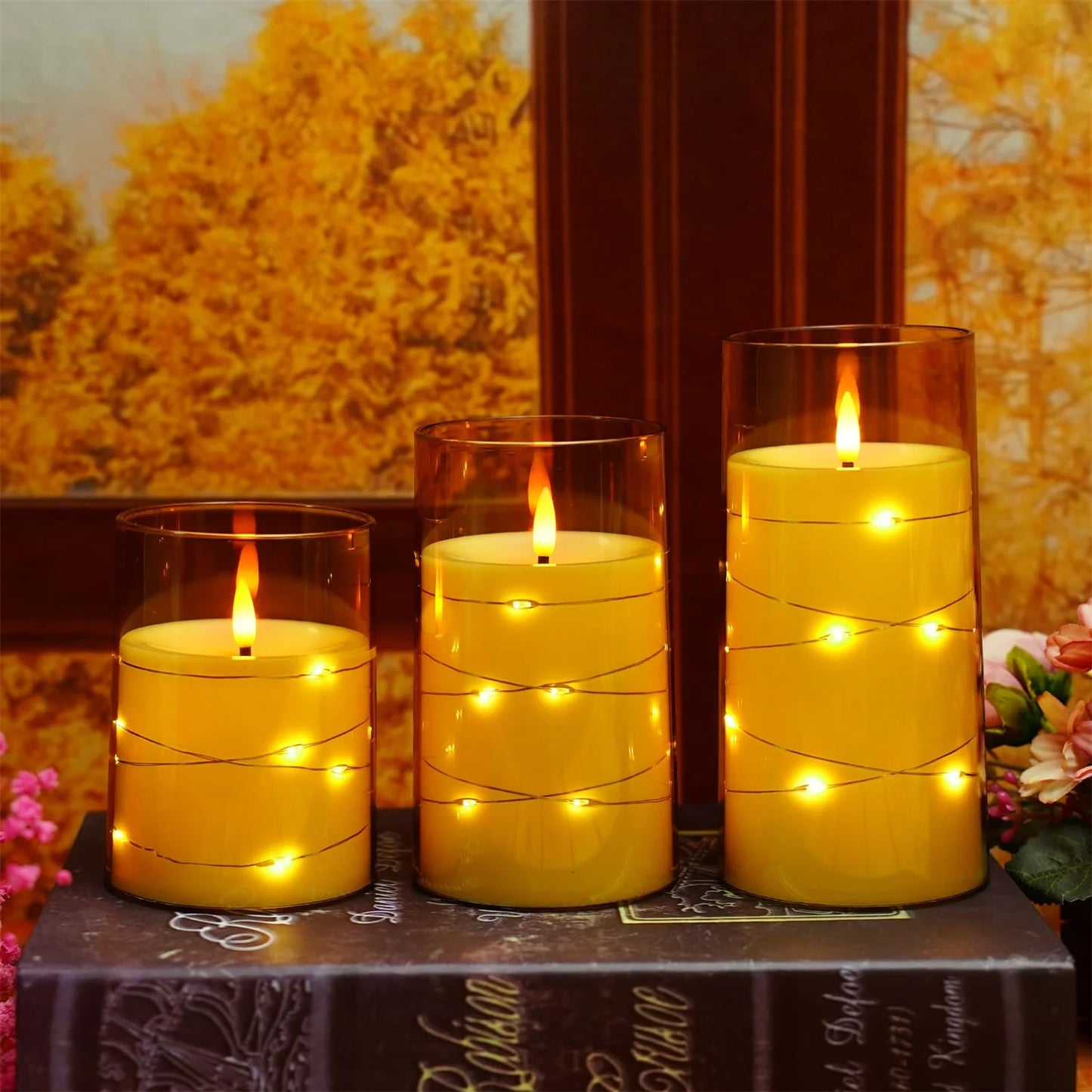 Flickering Flameless Candles Battery Operated Candles LED Candles with Remote Timer for Home Wedding Birthday Decor 3D Flame
