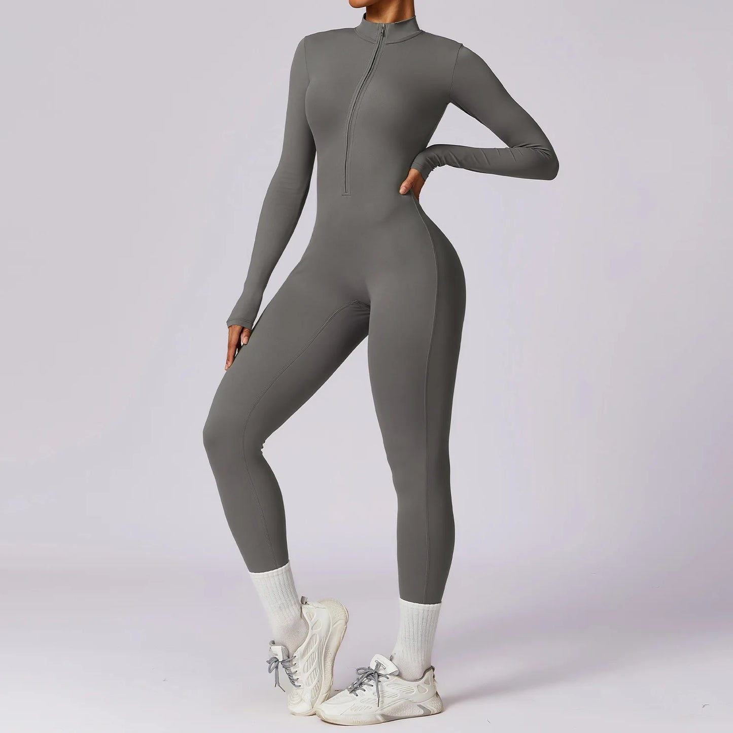 Customized LOGO women's zipper long-sleeved yoga onesie high-intensity fitness sports onesie tights