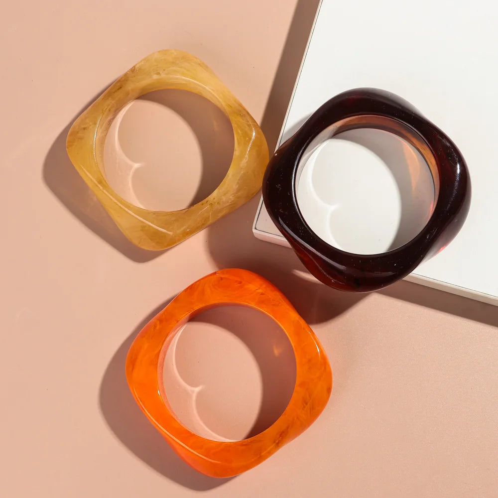 Vintage Acrylic Big Geometric irregular Bangles for Women Trendy Resin Wide Cuff Bangles Bracelets 2025 Fashion Jewelry