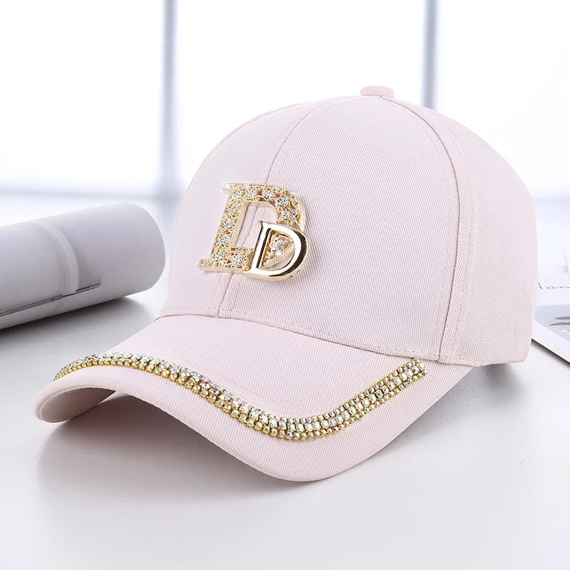 CNTANG 2024 Fashion Diamond D Letter Baseball Cap For Women Snapback Summer Outdoor Sun Protection Hat Autumn Casual Ladies Caps