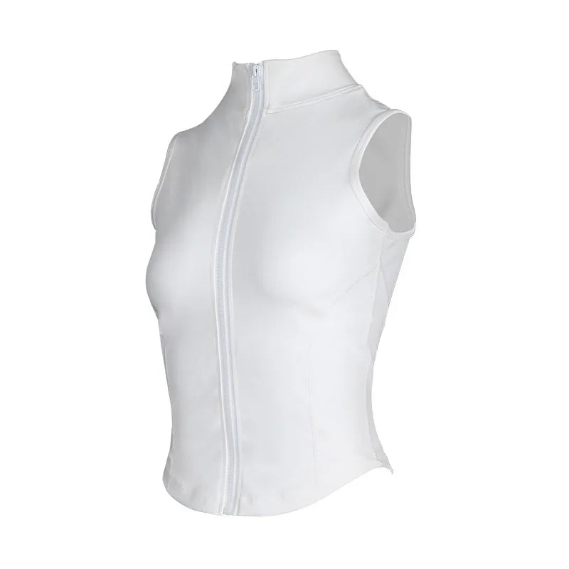 Customized LOGO Women's Outdoor Vest Yoga Suit Running Sports Riding Skinny Sleeveless Slim zipper Vest Tight Fitness Suit