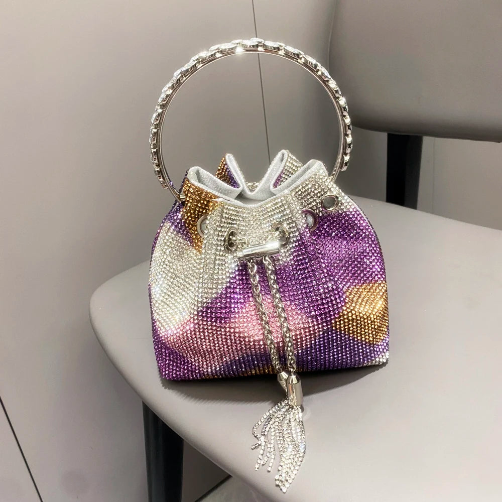 purses and handbags bags for women luxury Designer bucket clutch purse evening banquet bag Crystal rhinestone shoulder bags